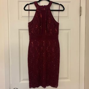 Nightway - Burgundy Sequin Cocktail Dress